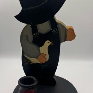 Hand Painted Wooden Amish Candle Holders